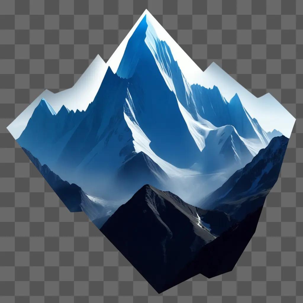 Transparent mountain image in blue color