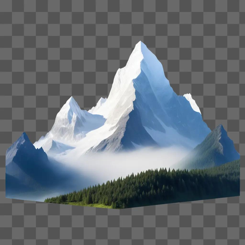 Transparent mountain image of a snowy peak