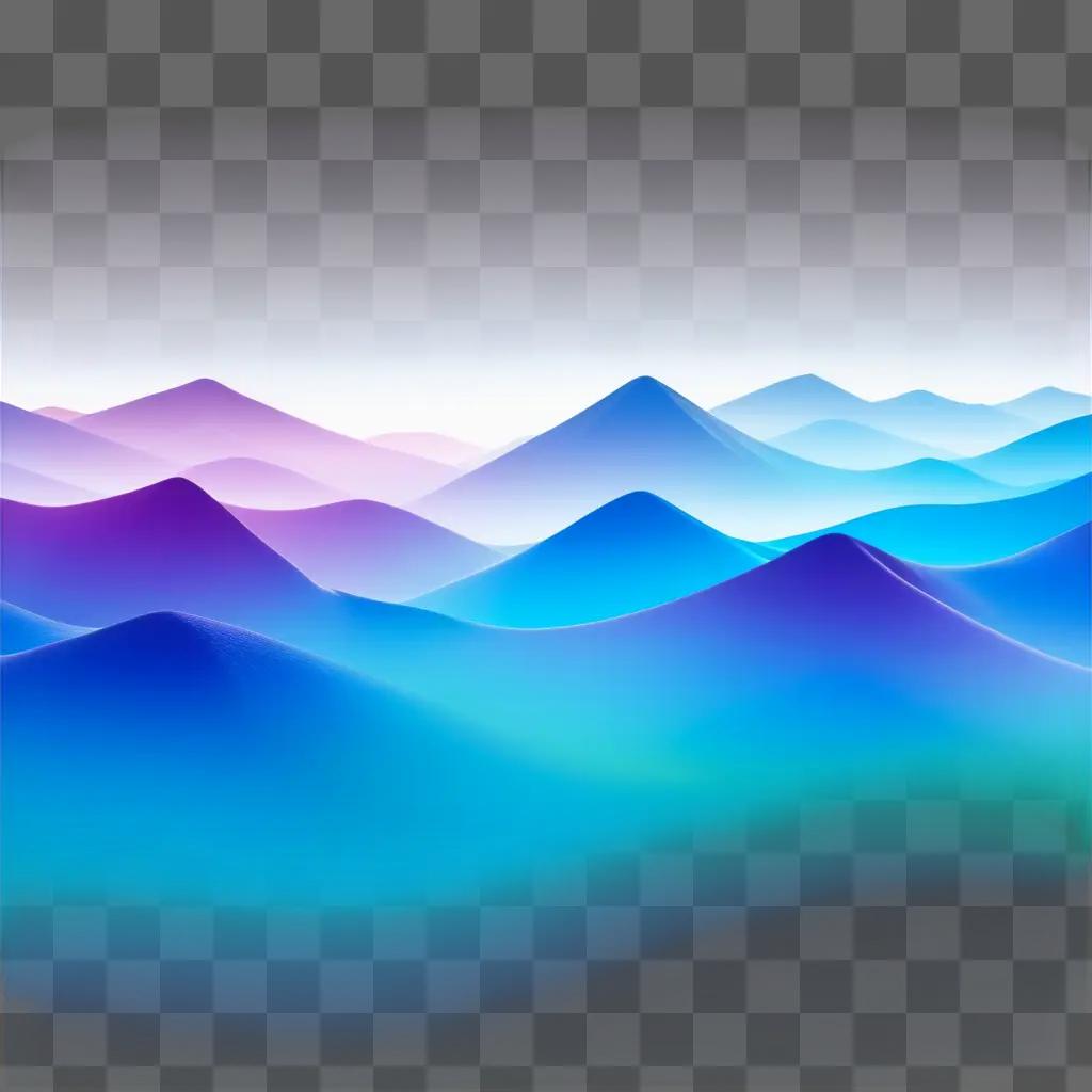 Transparent mountain range with purple and blue hues