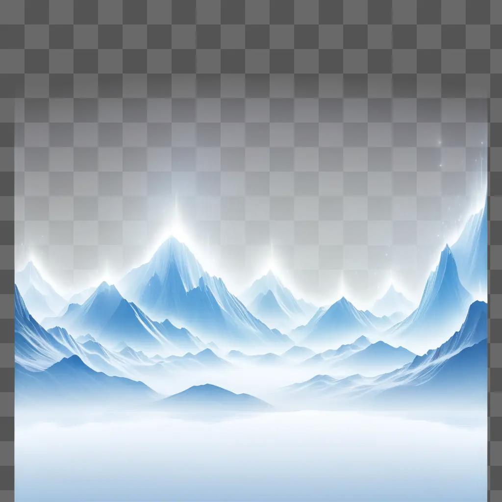 Transparent mountain range with white clouds