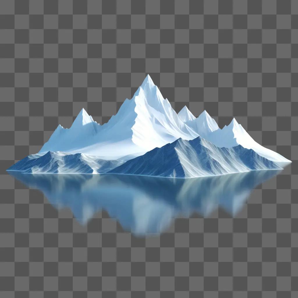 Transparent mountains against a blue background