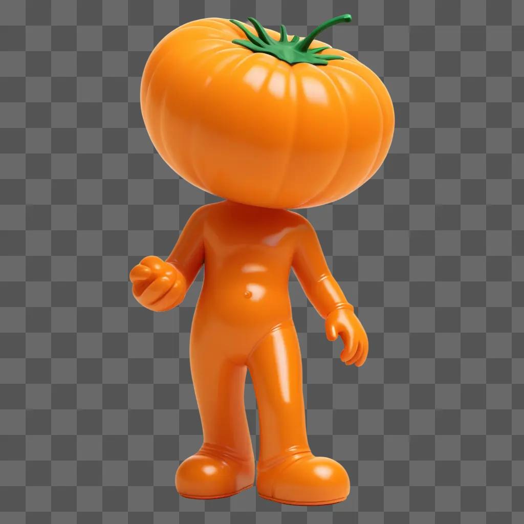 Transparent orange figure with green head and orange shoes