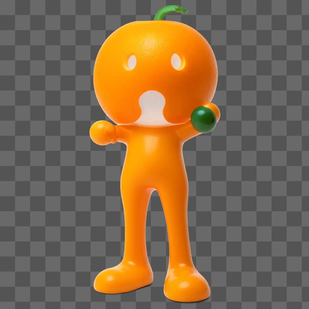 Transparent orange figurine with a green ball