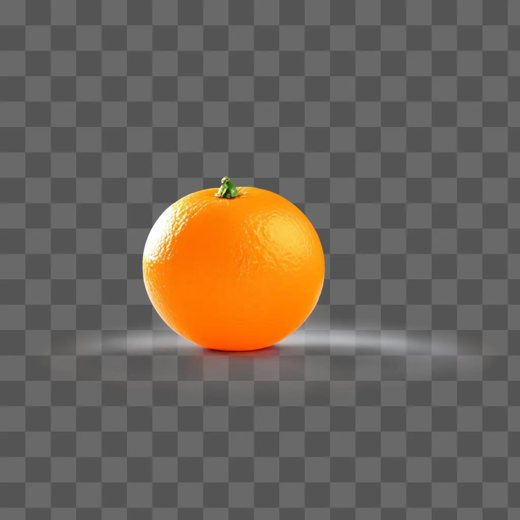 Transparent orange sits on a reflective surface