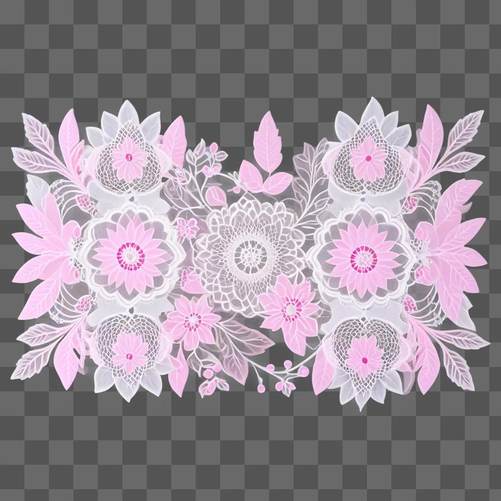 Transparent pink flower design on a pink background