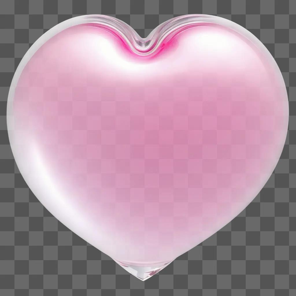 Transparent pink heart with curved edges