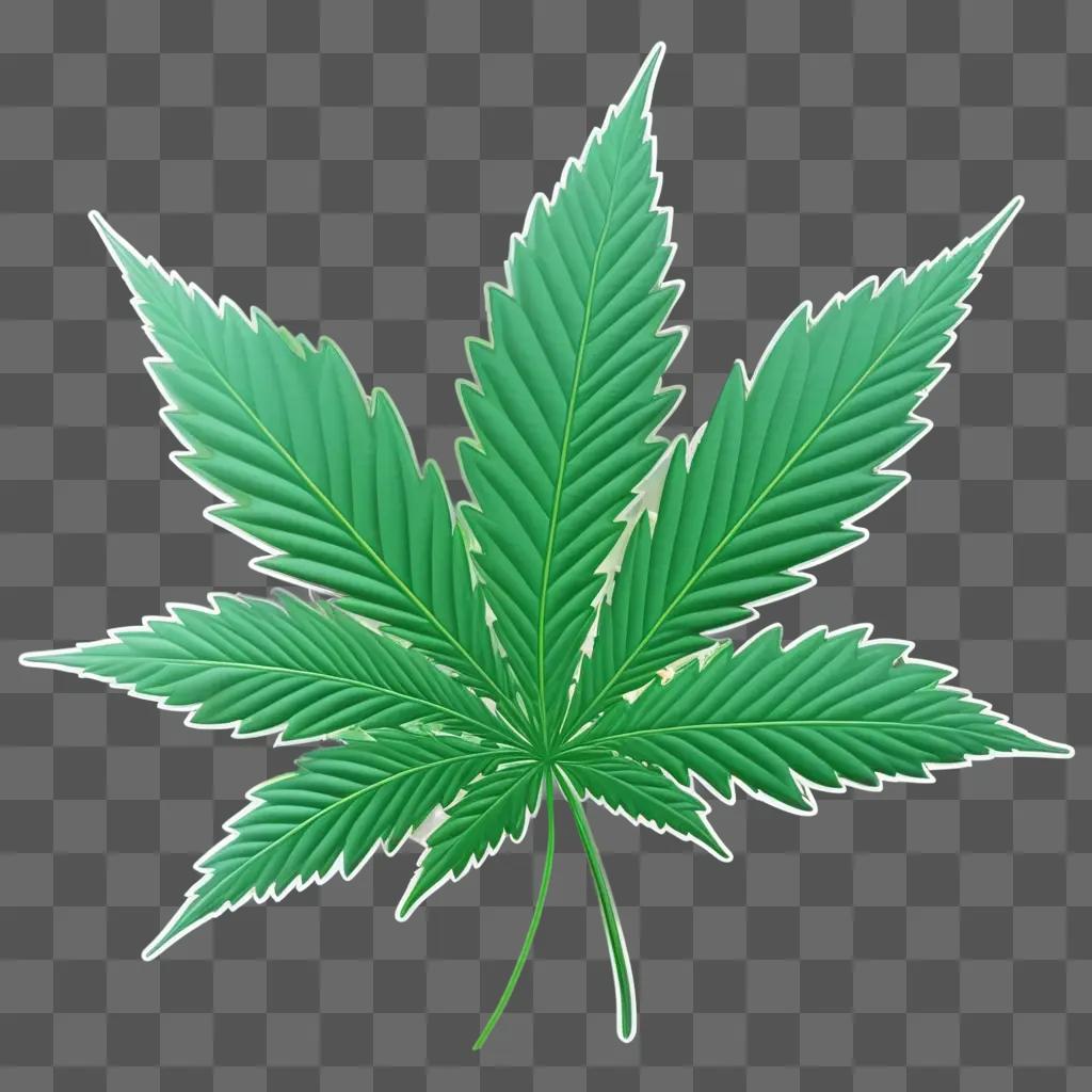 Transparent weed leaf on a green background