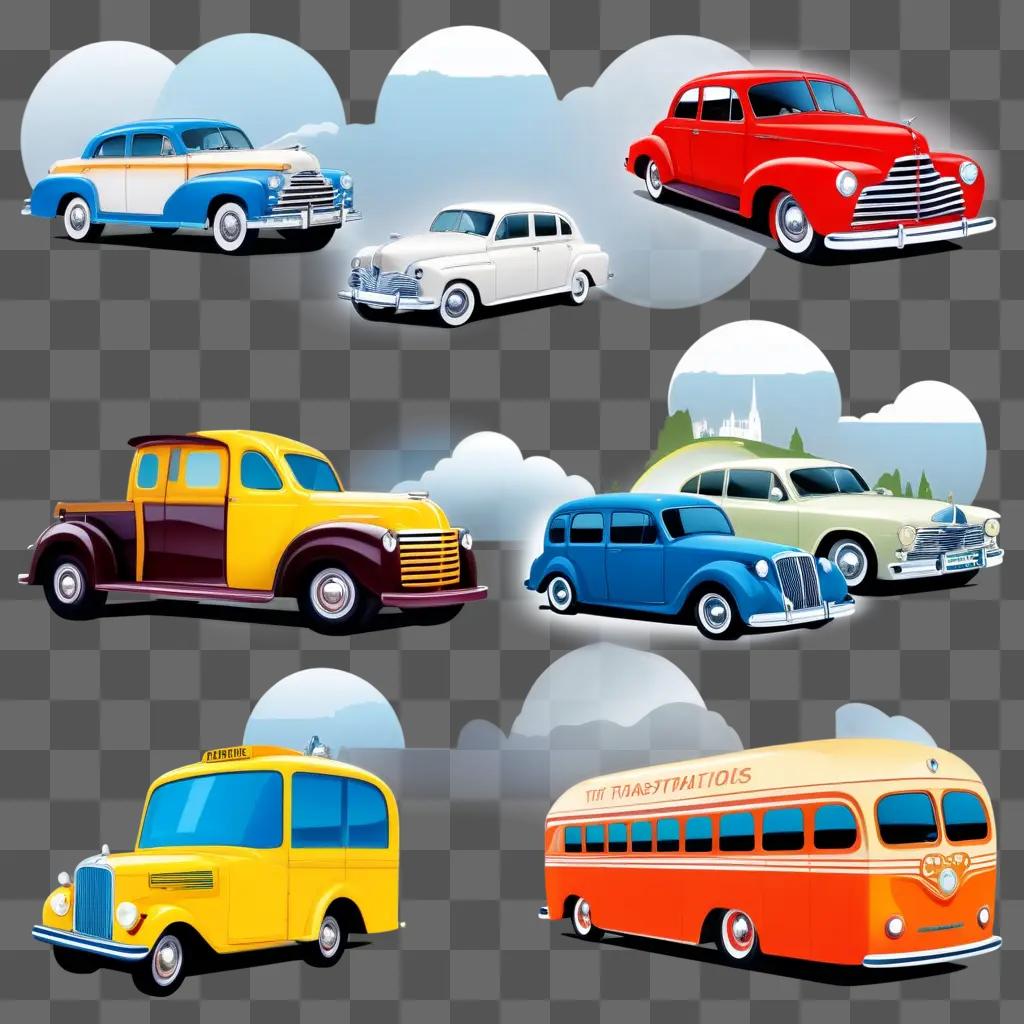 Transportation Clipart Showing Different Types of Cars