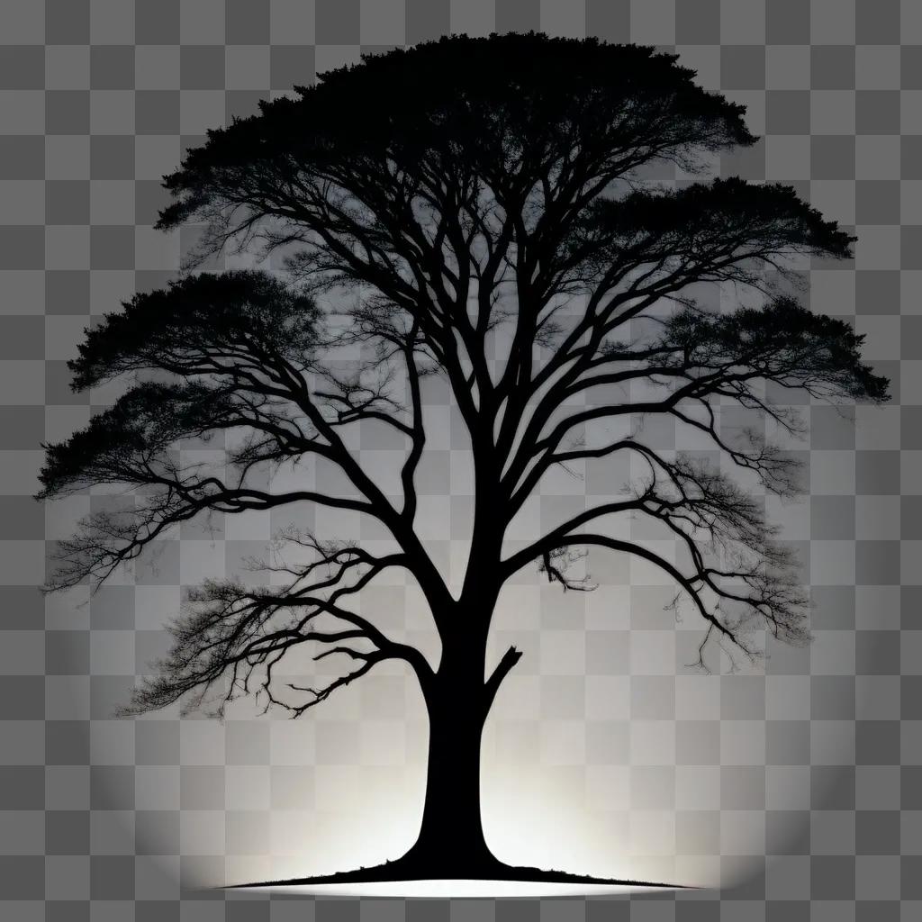 Tree silhouette with a white background and black silhouette