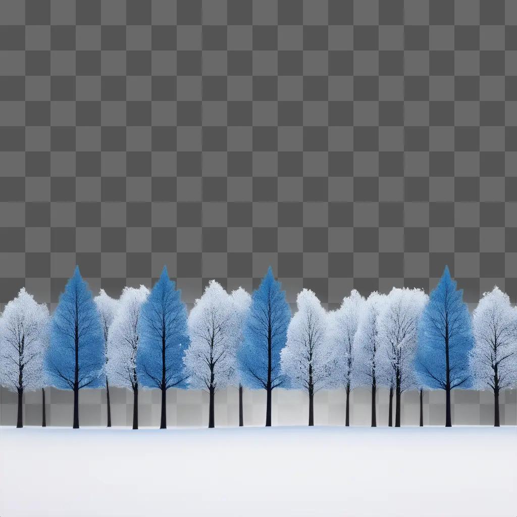 Treeline of trees in the snow