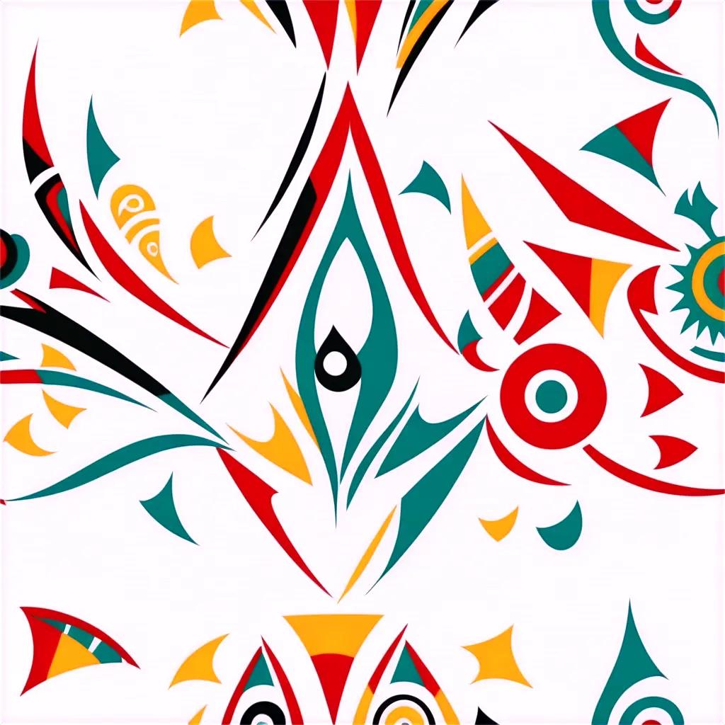 Tribal art design with multicolored shapes