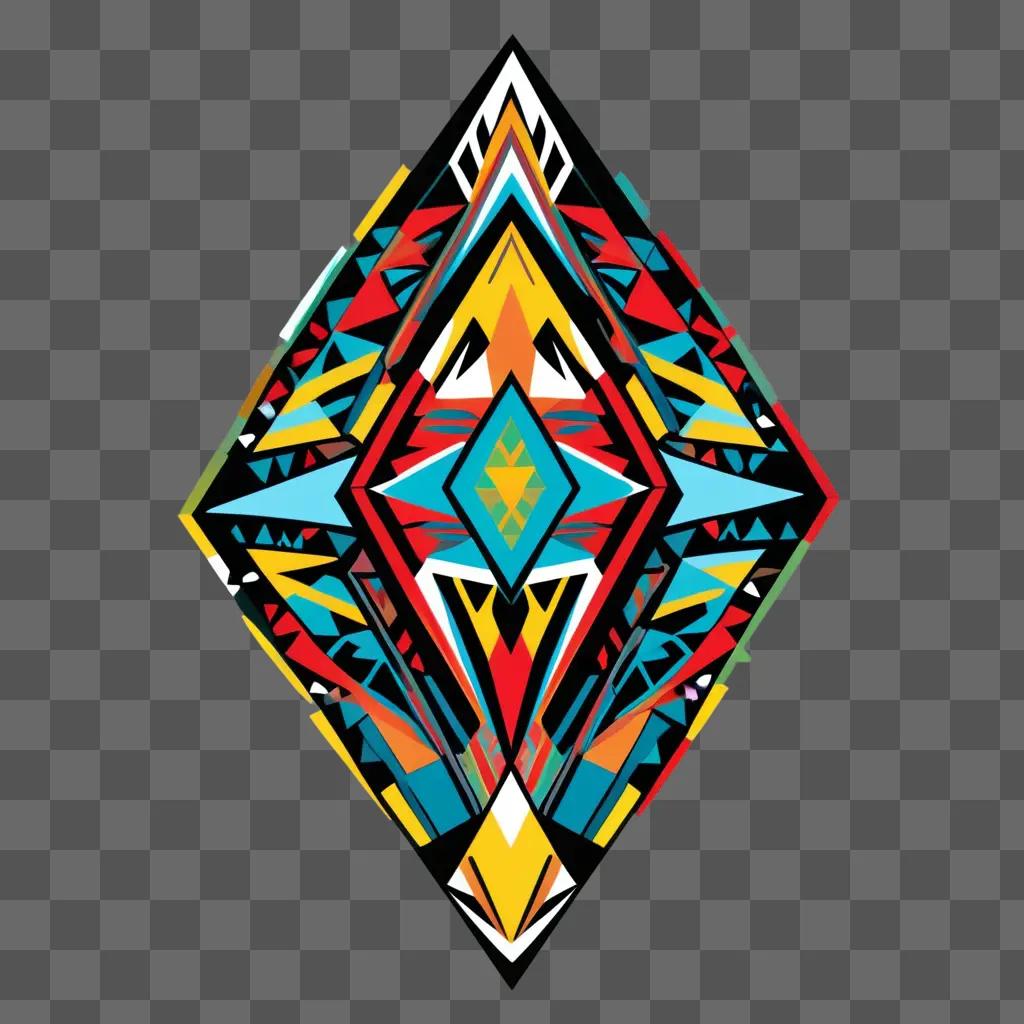 Tribal design diamond with colorful glow