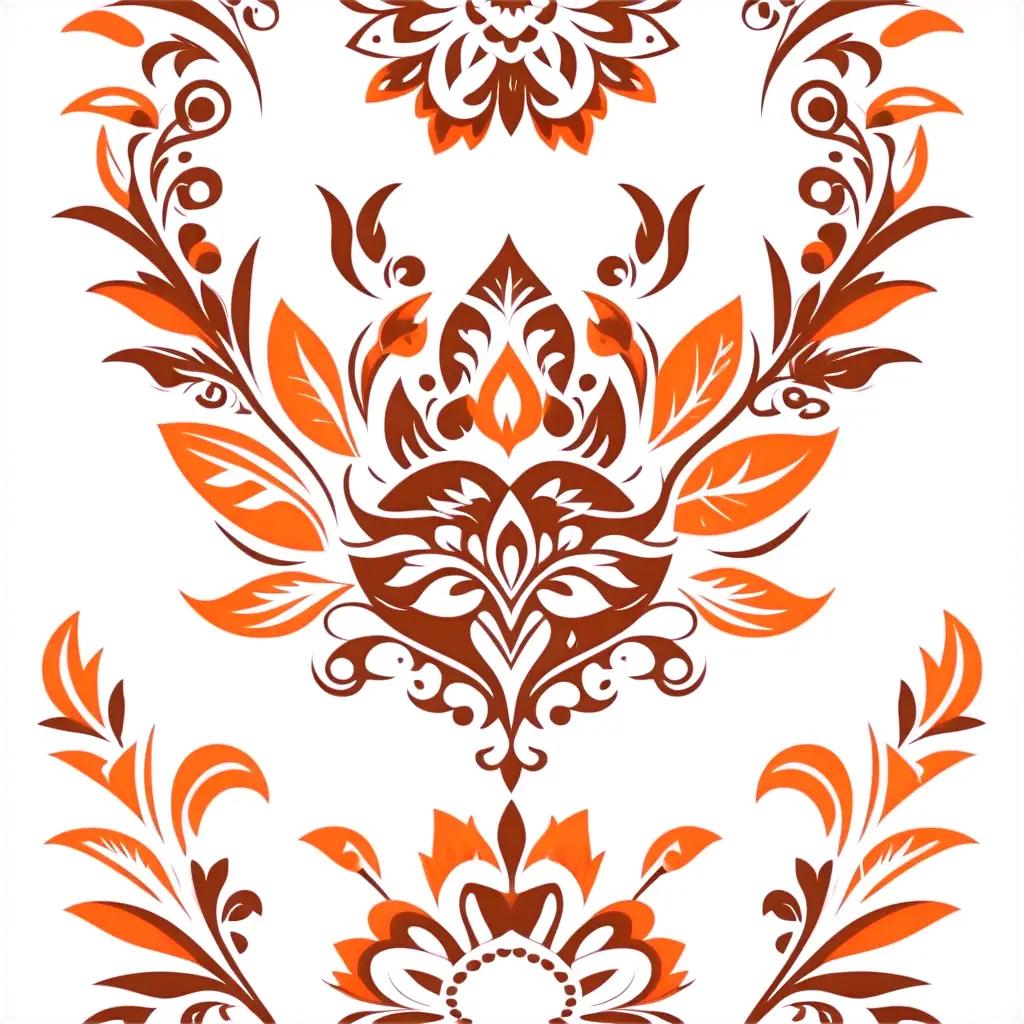 Tribal design with orange and white colors on a white background