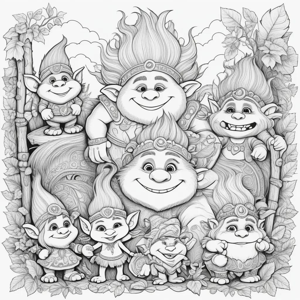 Trolls Coloring Pages: A Family of Creatures