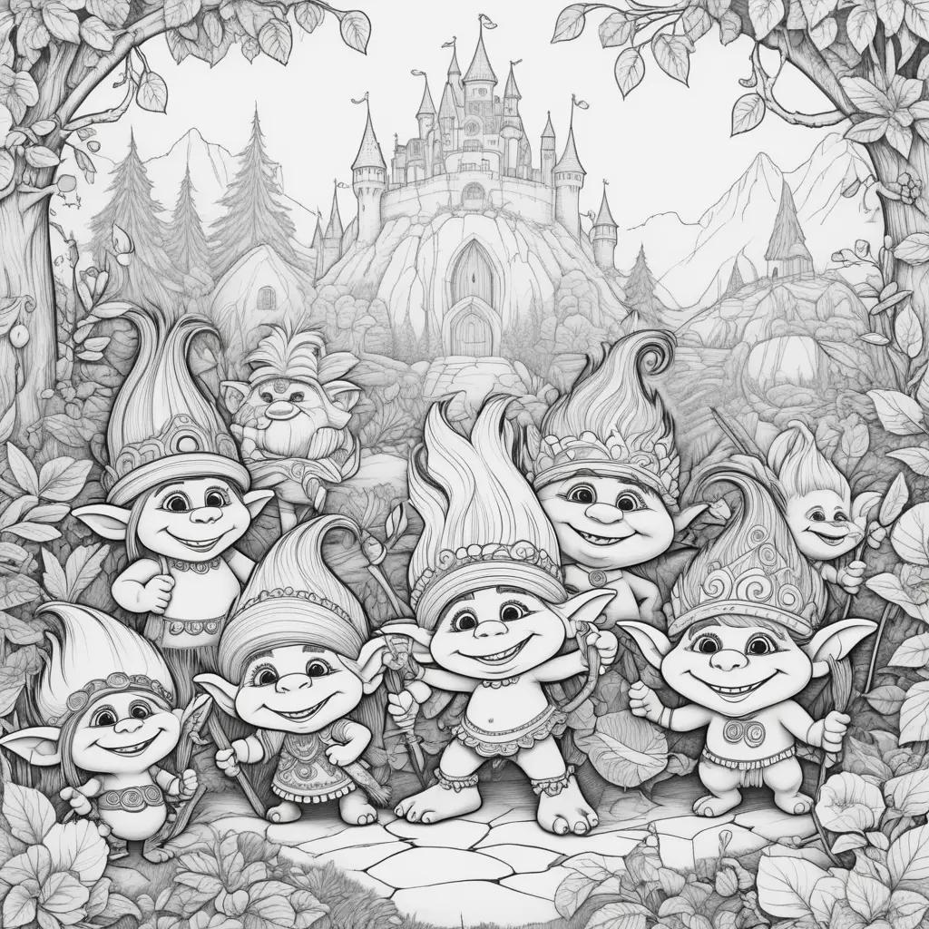 Trolls Coloring Pages: Black and White