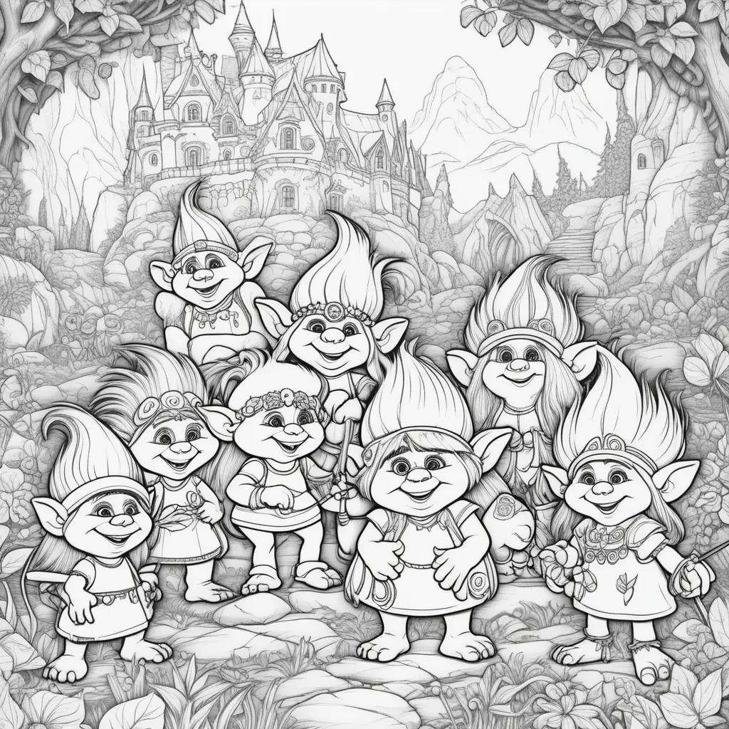 Trolls movie coloring pages featuring the Trolltrolls