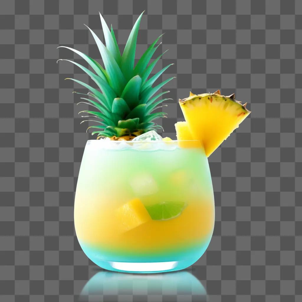 Tropical drink with pineapple, lime and ice