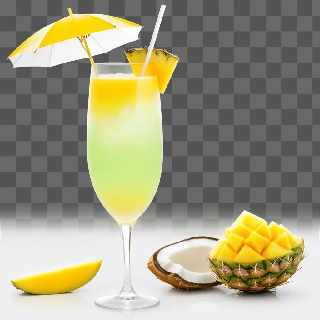 Tropical drink with pineapple and coconut