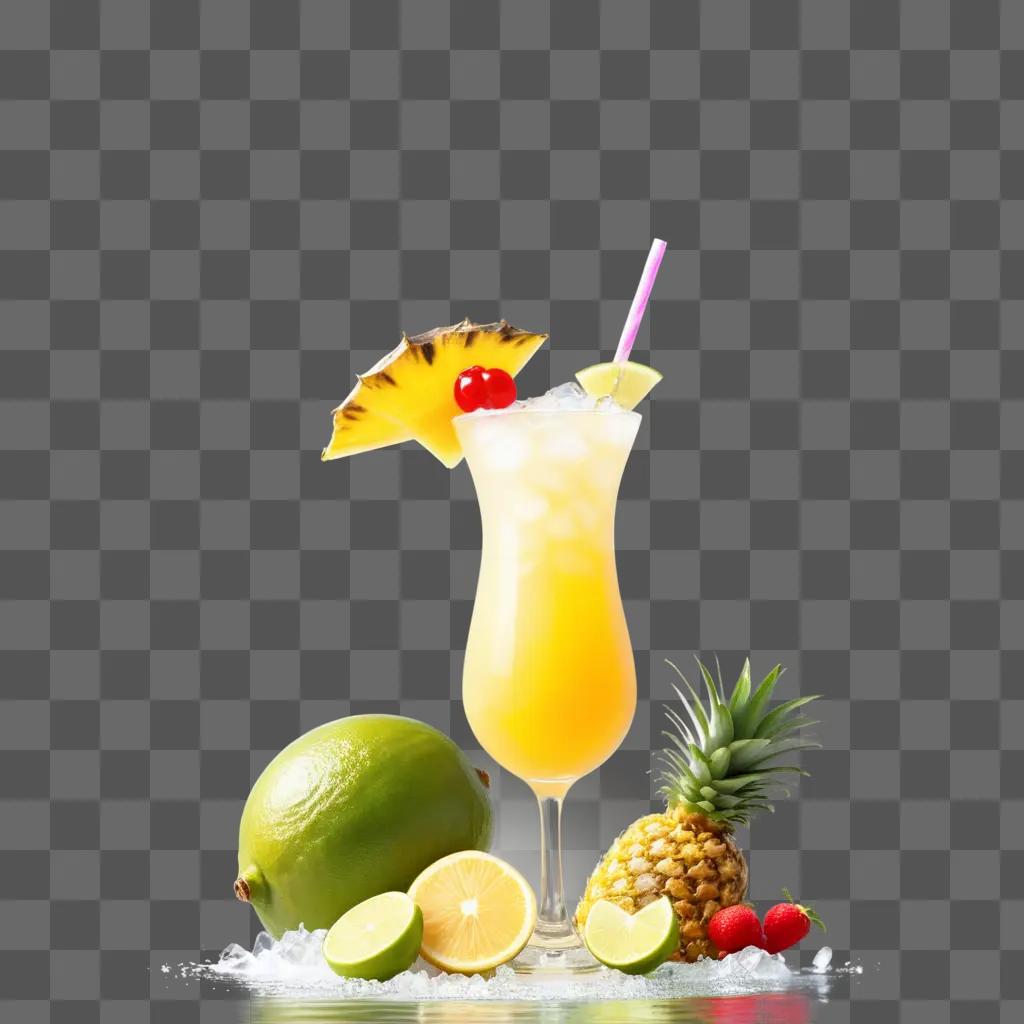 Tropical drink with pineapple and lime