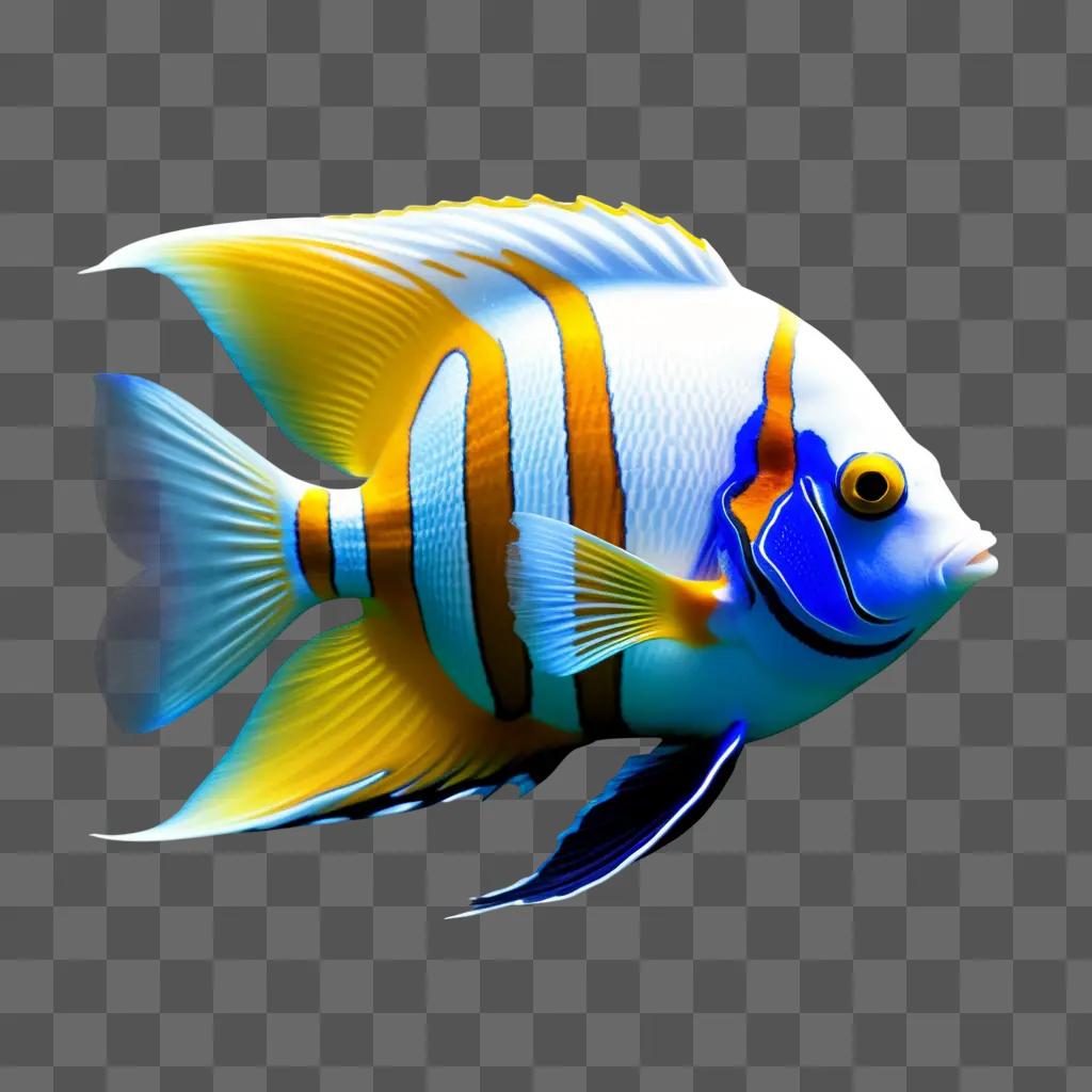 Tropical fish with blue and yellow color