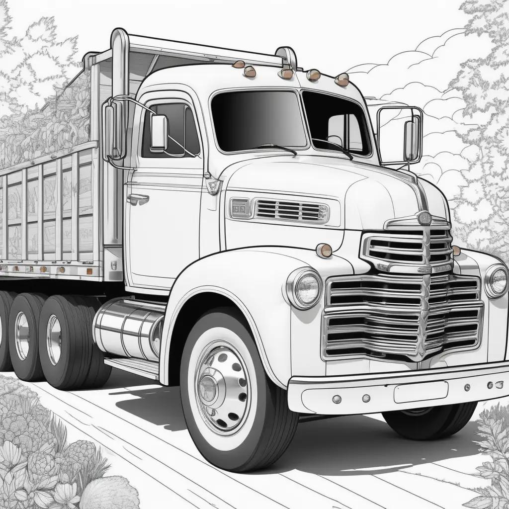 Truck Coloring Pages Show a Tractor on a Road