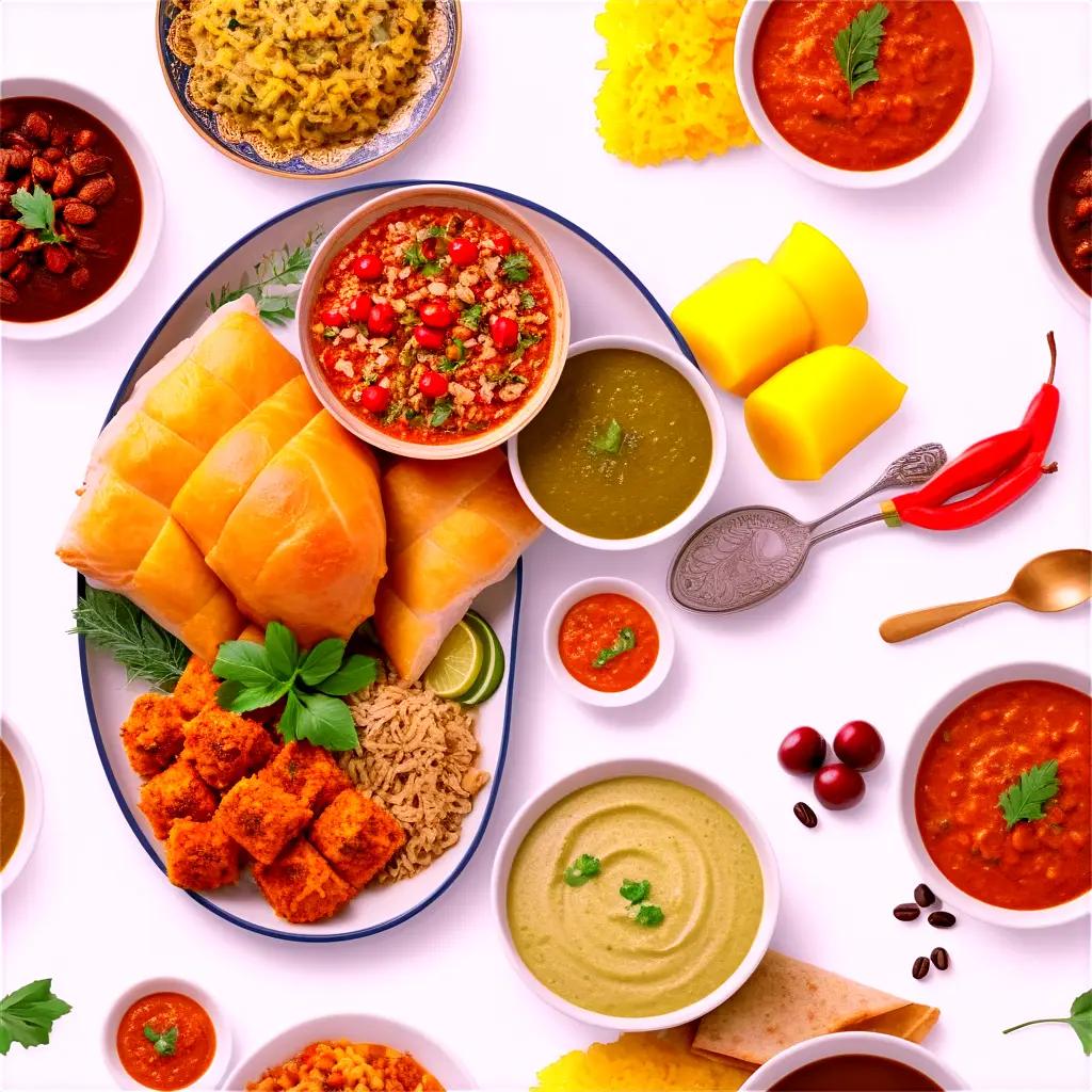 Turkey food served in various bowls and plates