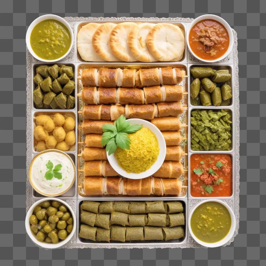 Turkeyfood tray with various appetizers and vegetables