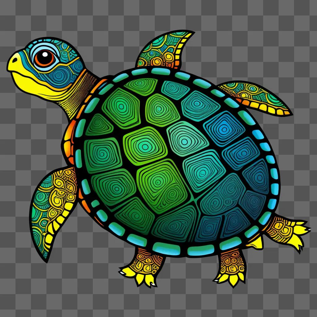 Turtle in a colorful, stylized design