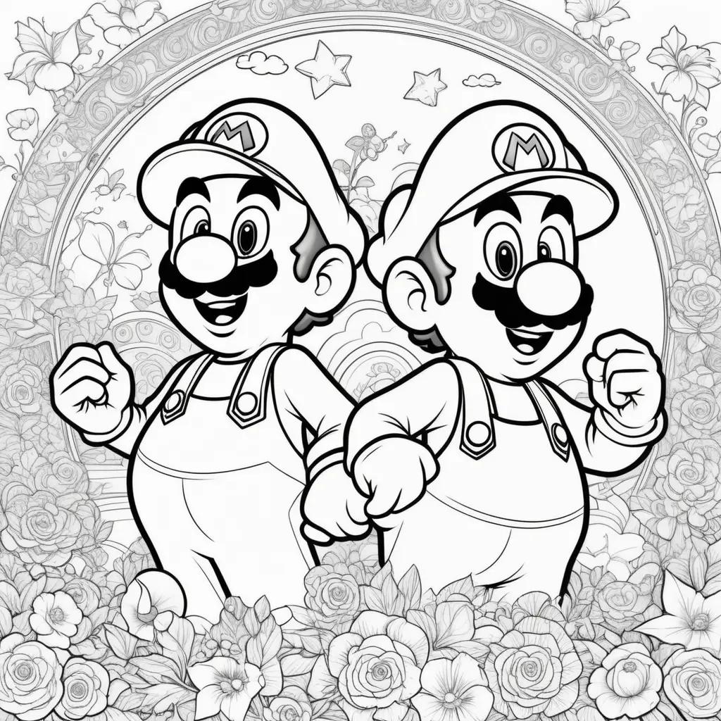 Two Mario and Luigi characters coloring pages