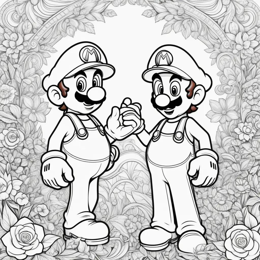 Two Mario and Luigi coloring page