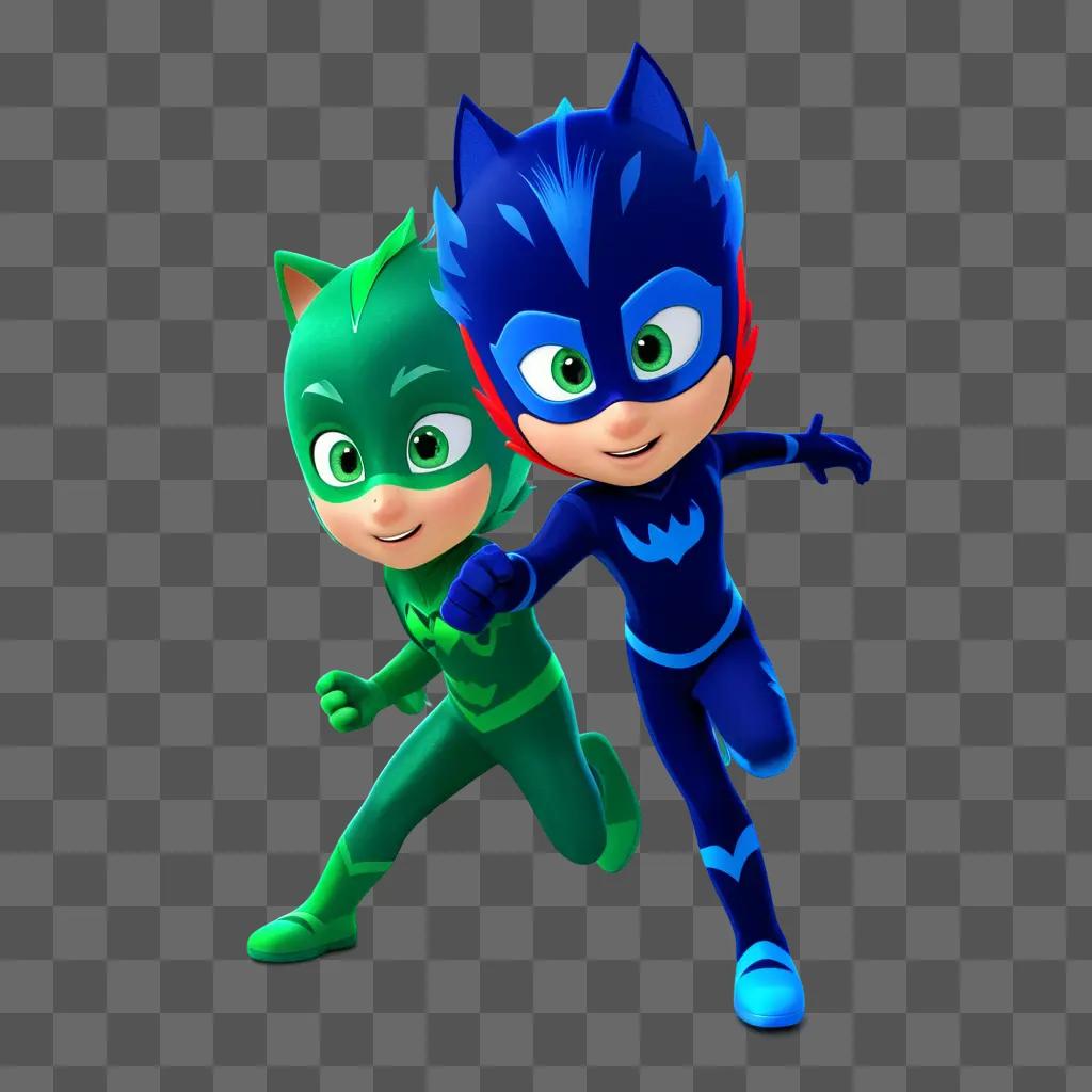 Two PJ Masks characters run through the night