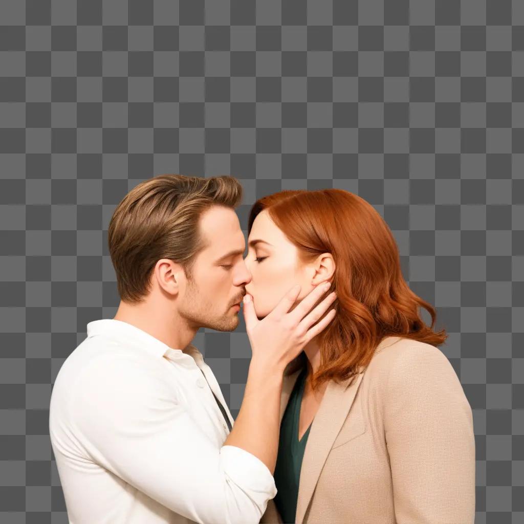 Two actors kiss on set