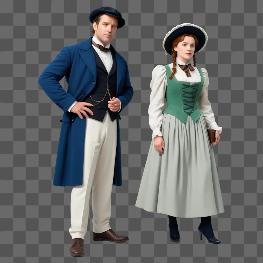 Two actors portraying Victorian era characters