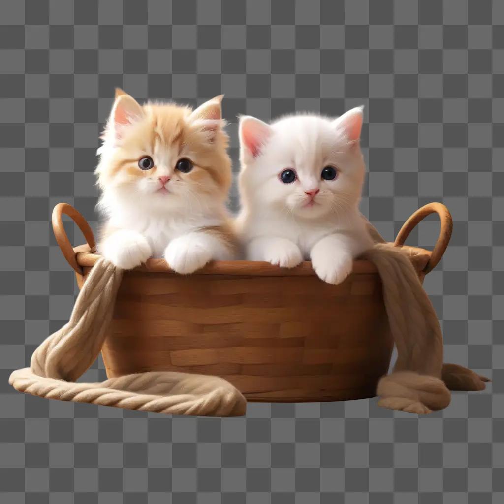 Two adorable kittens in a basket, ready to play