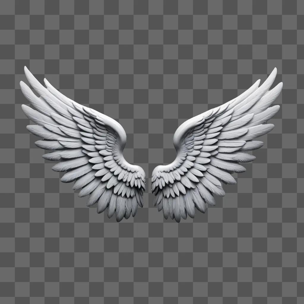 Two angel wings against a black background