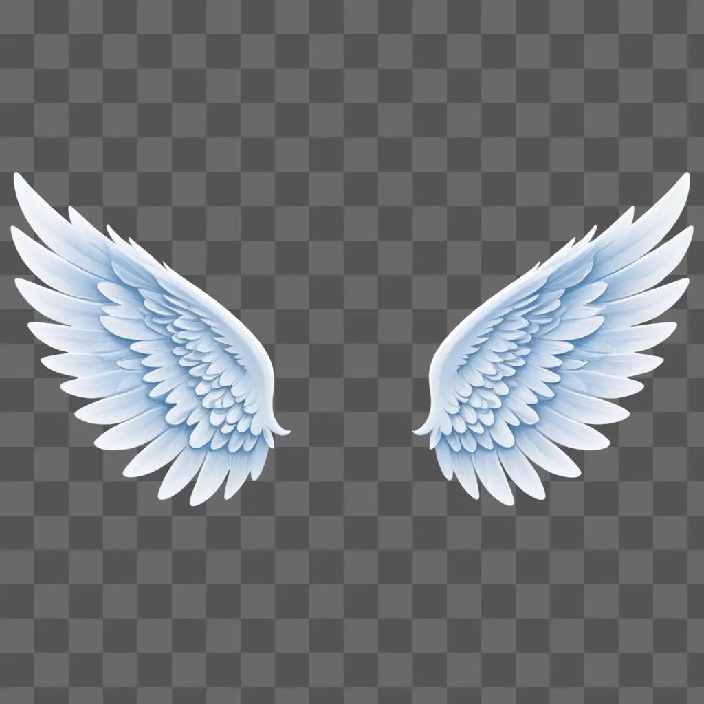 Two angel wings against a light blue background