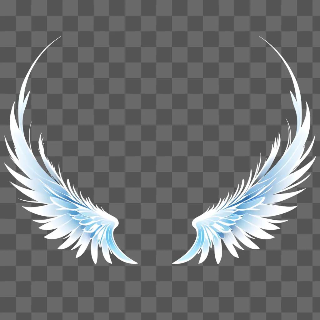 Two angel wings against a light blue background