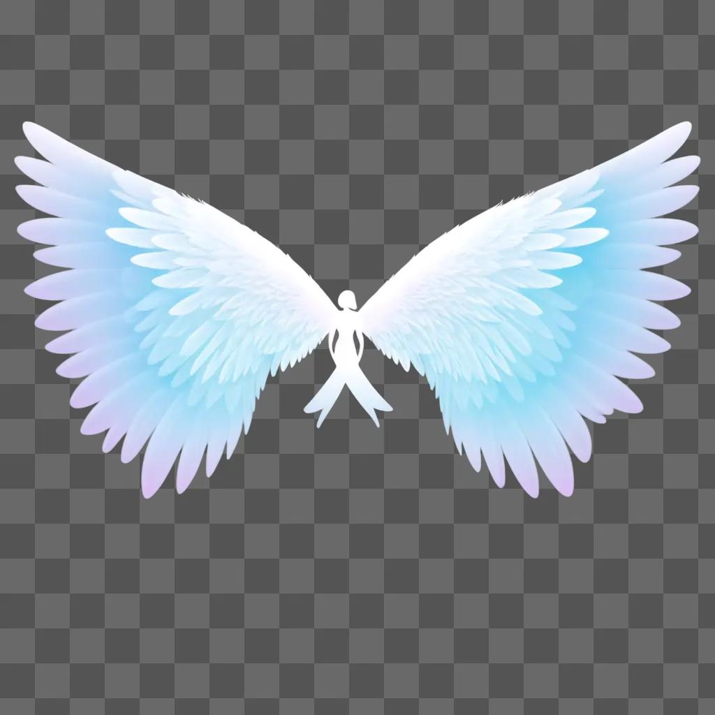 Two angel wings against a light blue background