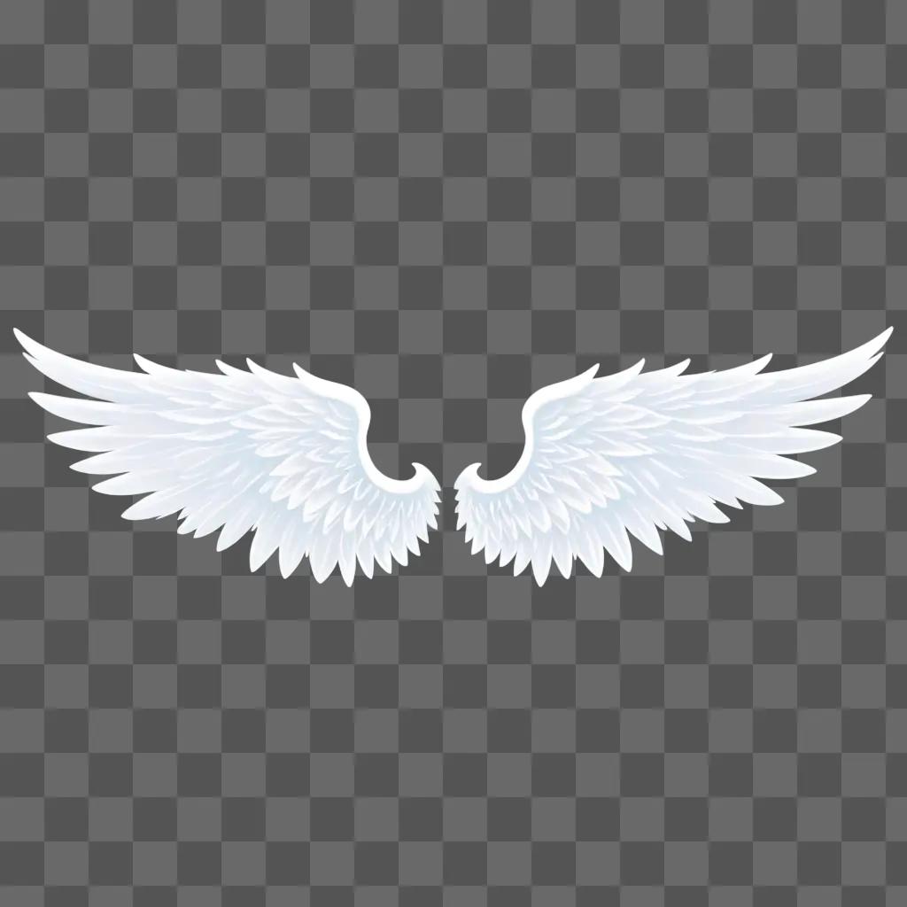 Two angel wings against a light blue background