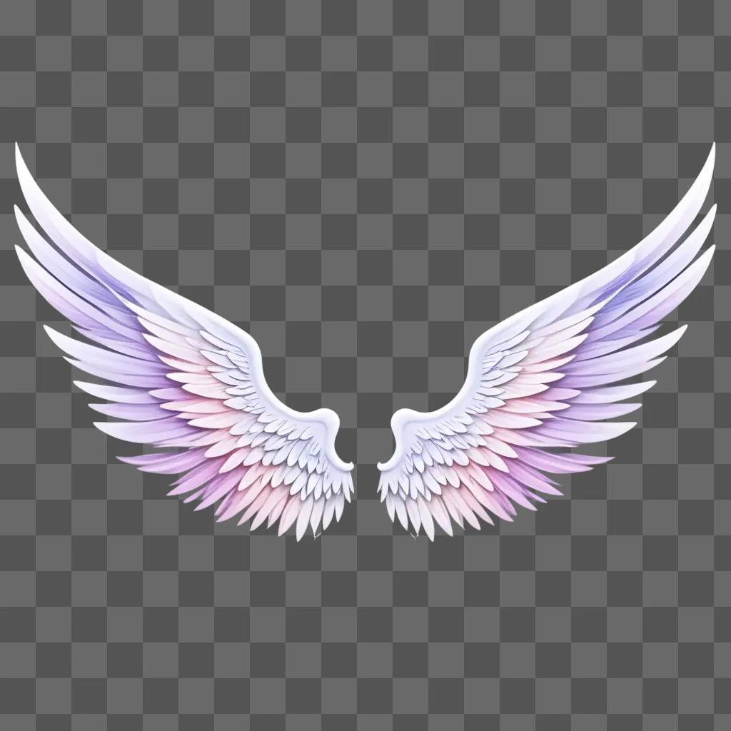 Two angel wings in a gradient of purple and pink