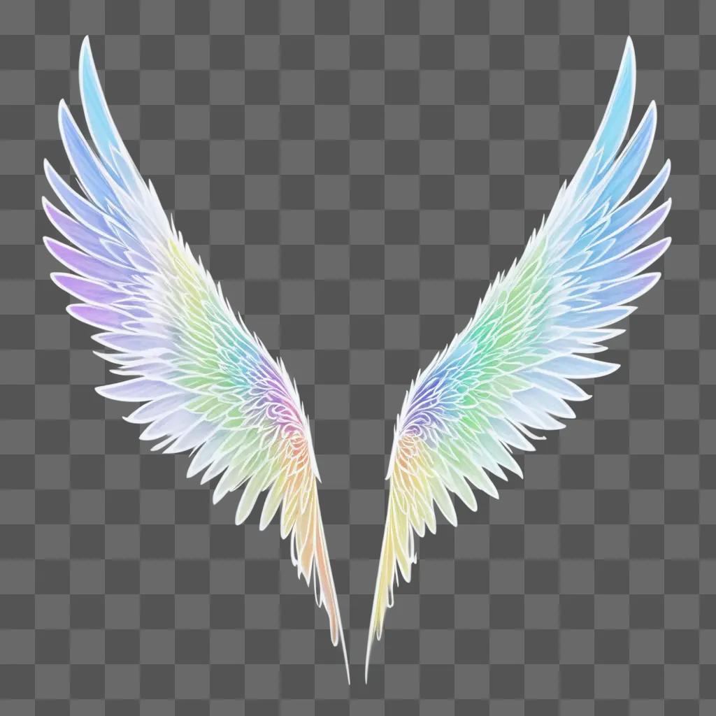 Two angel wings in a rainbow colour