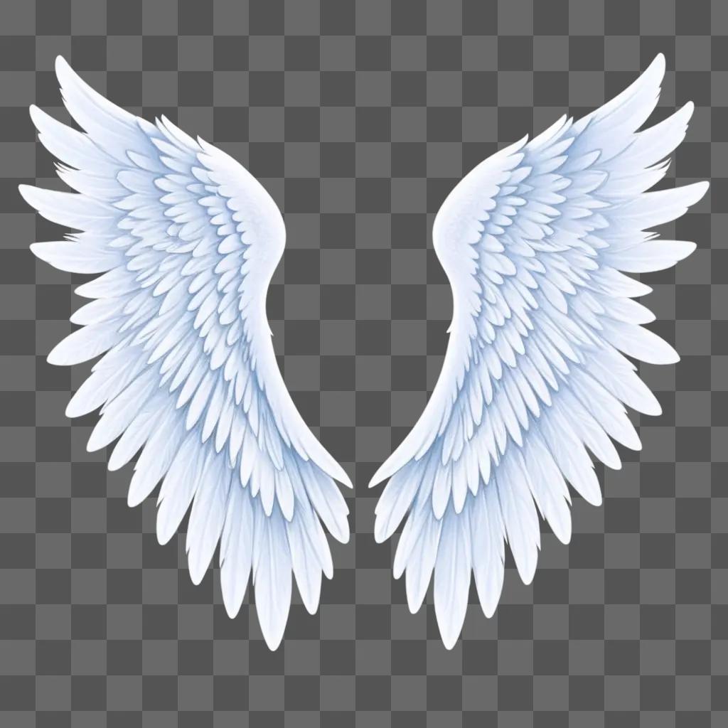 Two angel wings in a white drawing