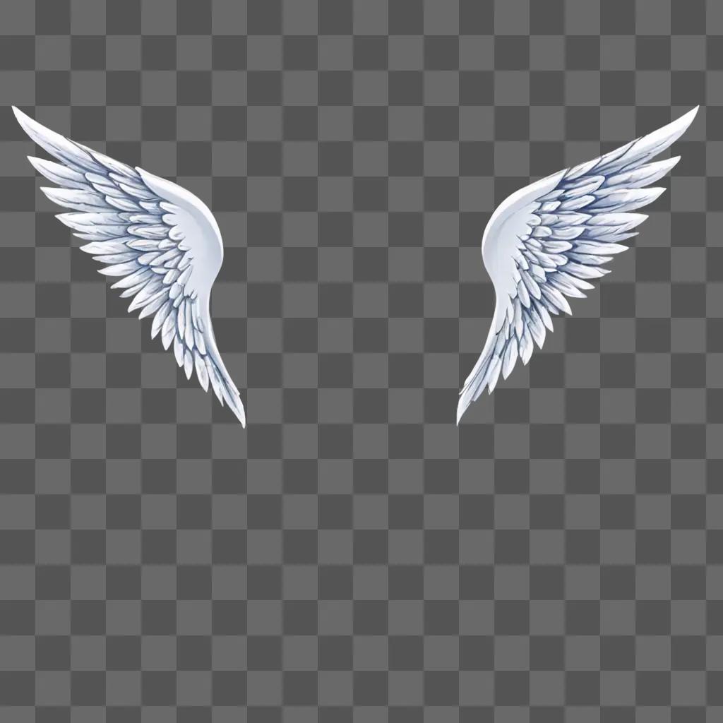 Two angel wings in white and blue