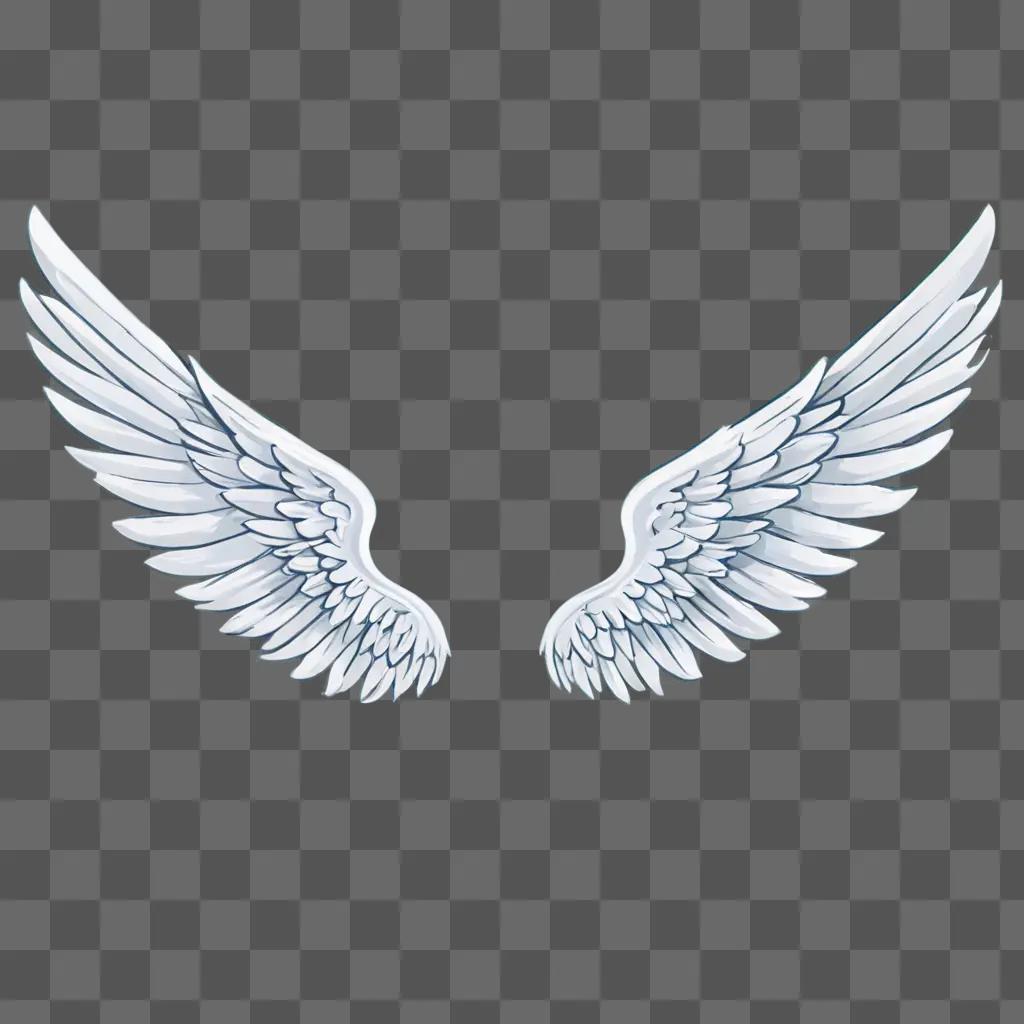 Two angel wings in white color on blue background