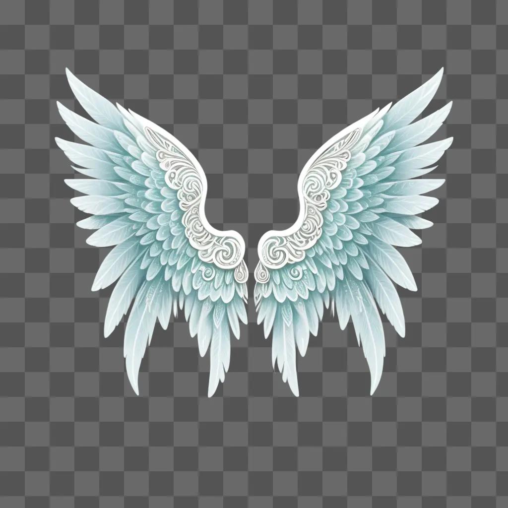 Two angel wings with a blue background