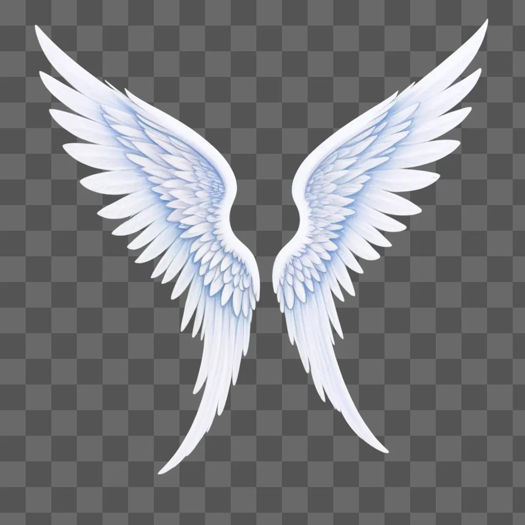 Two angel wings with a blue hue