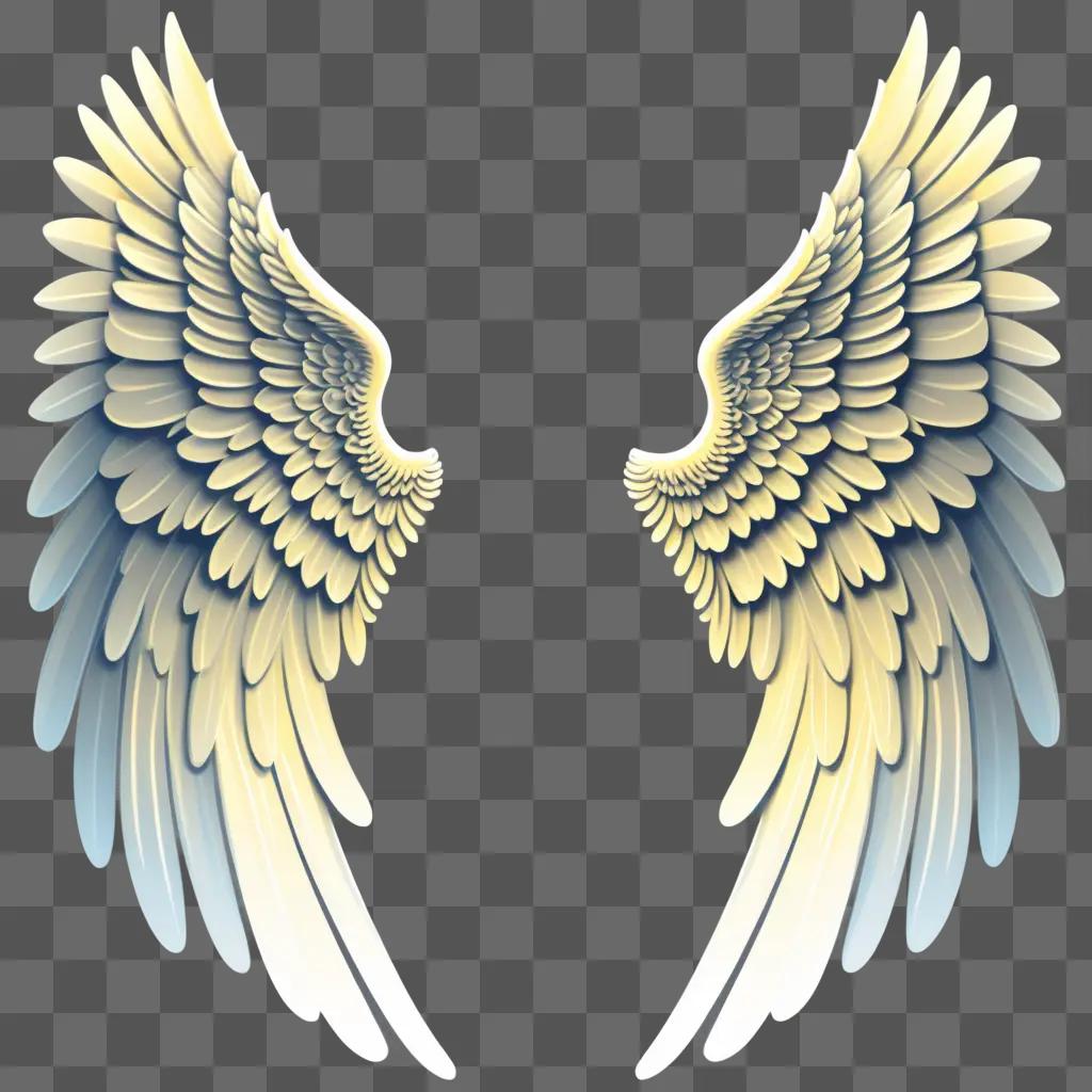 Two angel wings with blue and white color