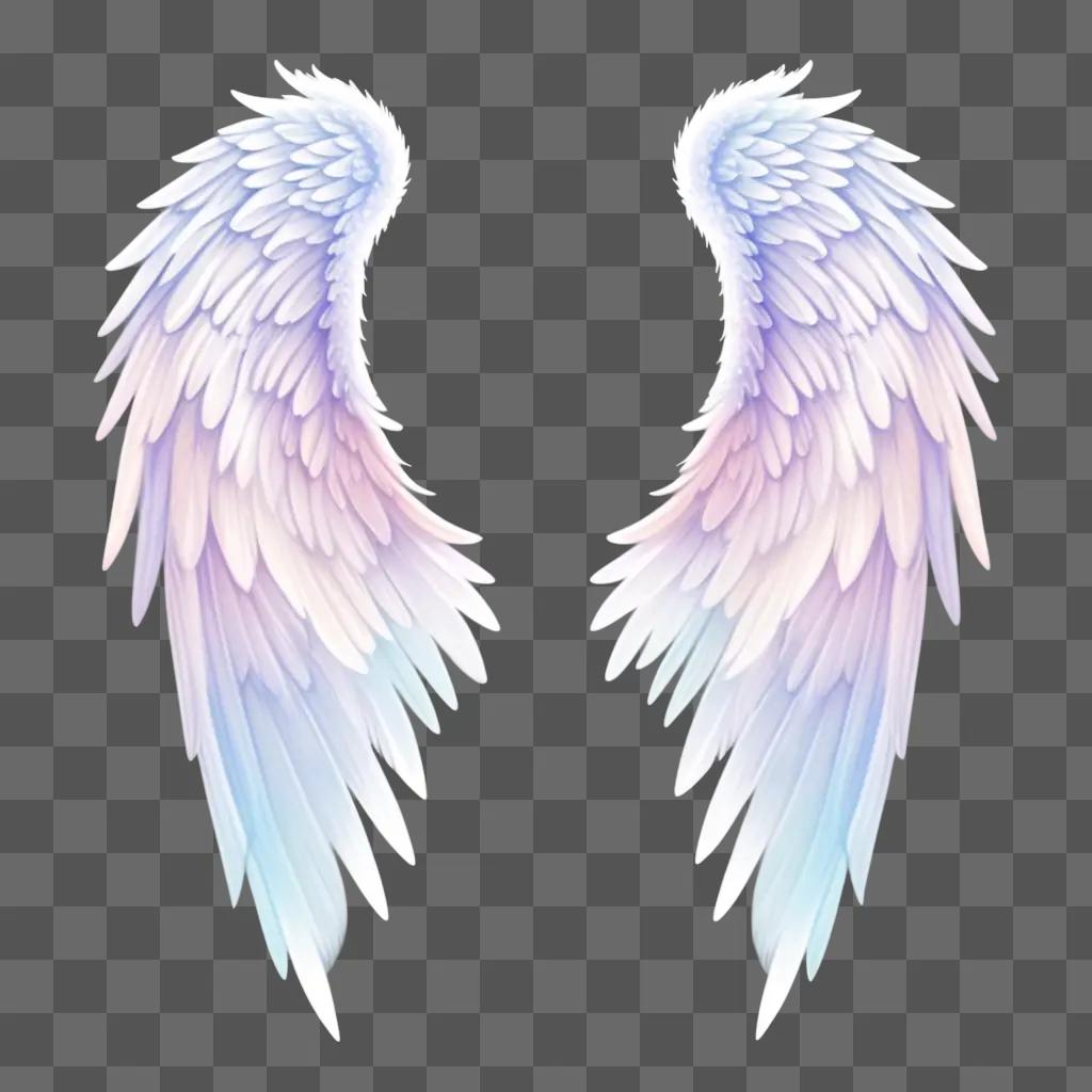 Two angel wings with cute drawing