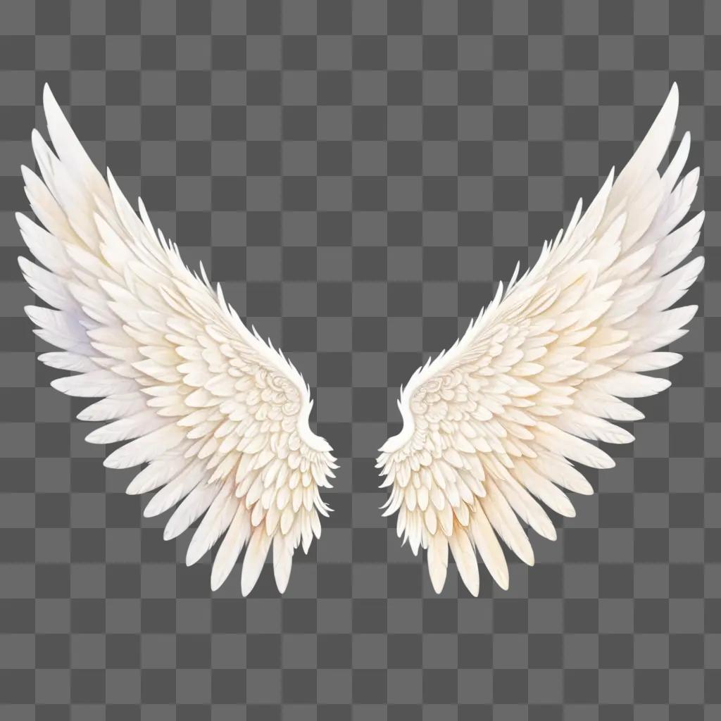 Two angel wings with white feathers