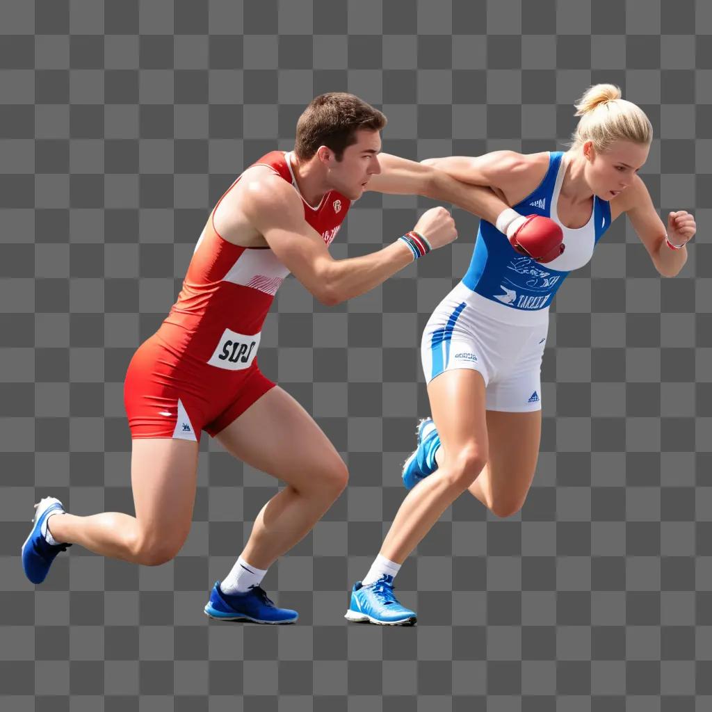 Two athletes competing in a race